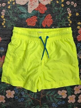Old Navy Neon Yellow Boys Swim Trunks, Size Small (6-7)